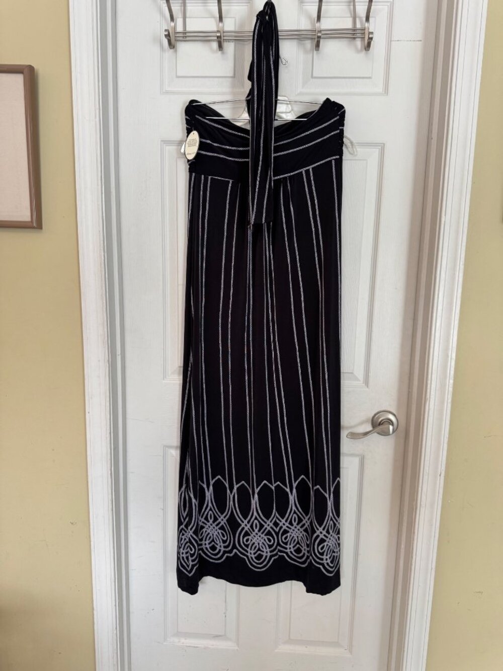 Soma Faye Maxi Dress Black White Convertible Halter Soft Jersey Medium NEW - Picture 9 of 11